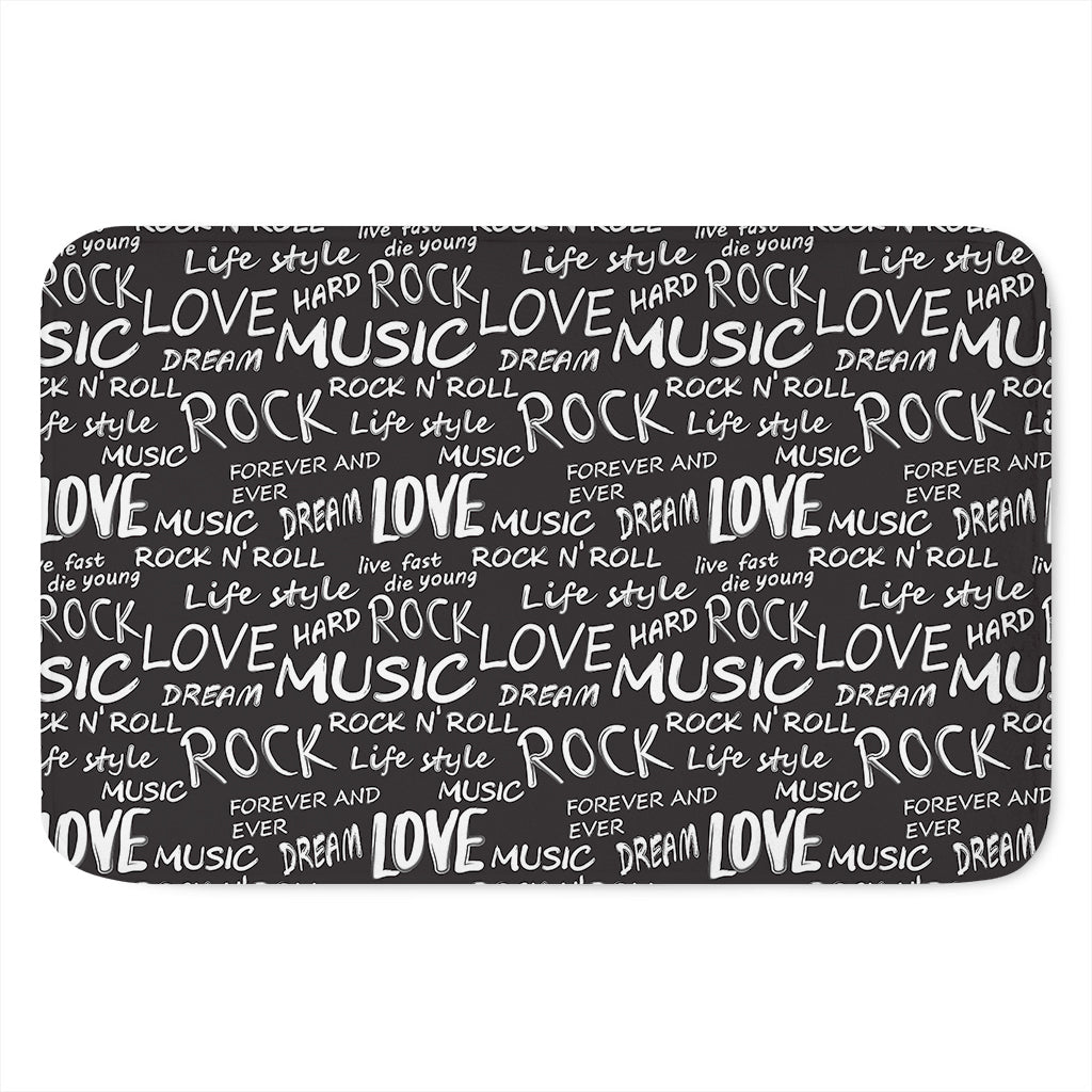 Black And White Rock And Roll Print Indoor Door Mat