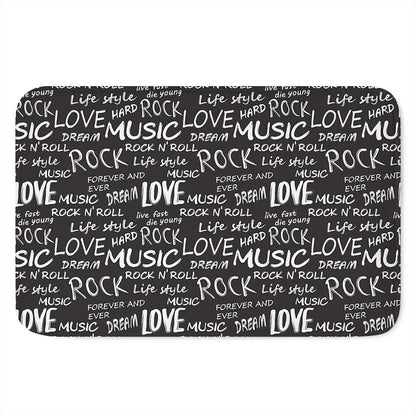 Black And White Rock And Roll Print Indoor Door Mat