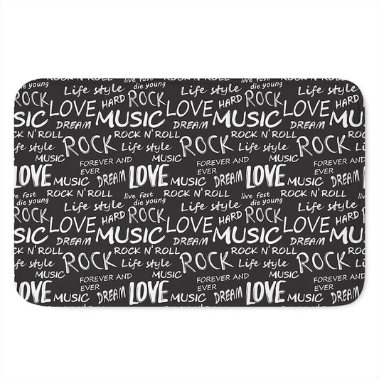 Black And White Rock And Roll Print Indoor Door Mat