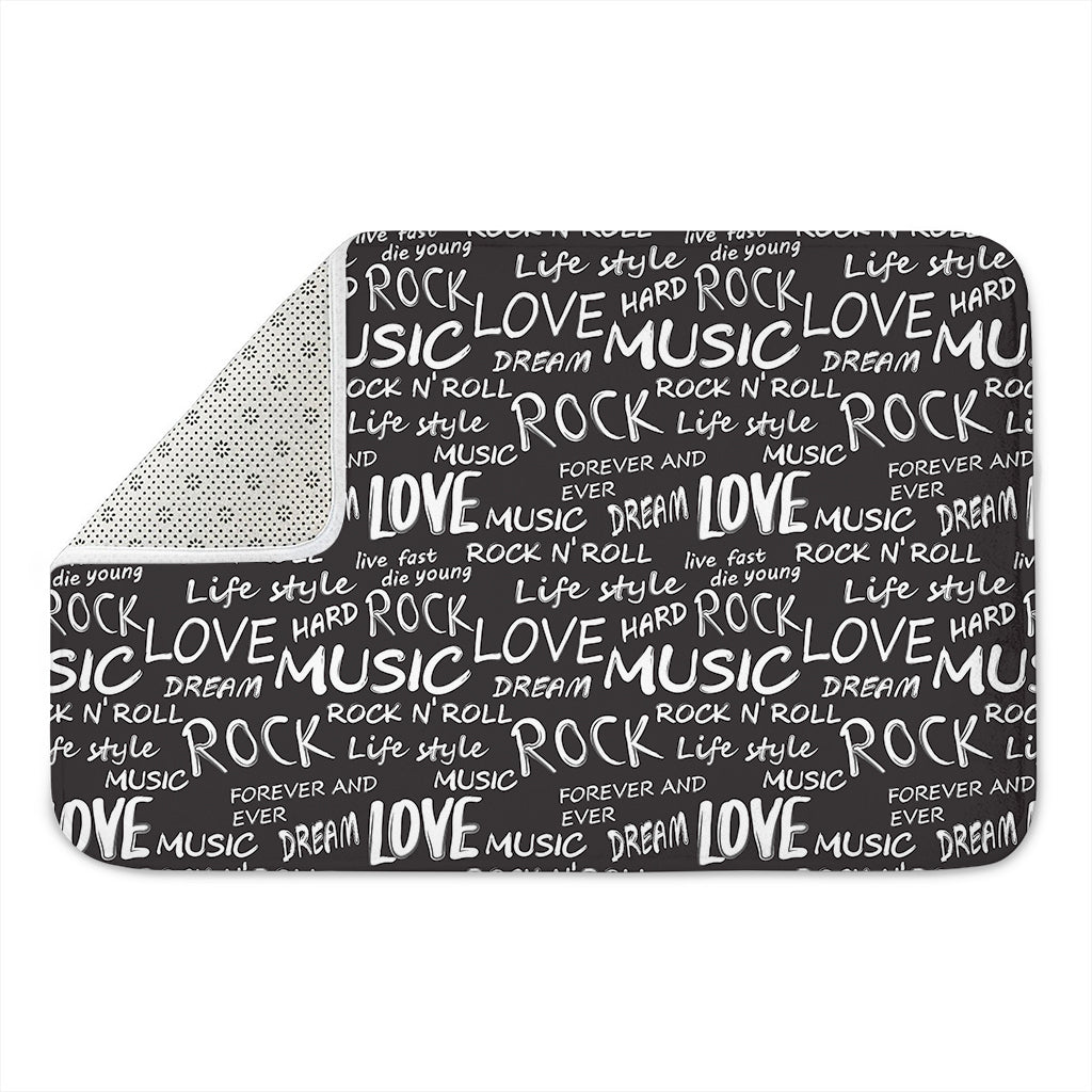 Black And White Rock And Roll Print Indoor Door Mat