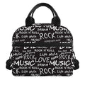 Black And White Rock And Roll Print Insulated Lunch Bag
