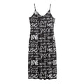 Black And White Rock And Roll Print Jersey Midi Cami Dress