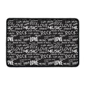 Black And White Rock And Roll Print Kitchen Mat