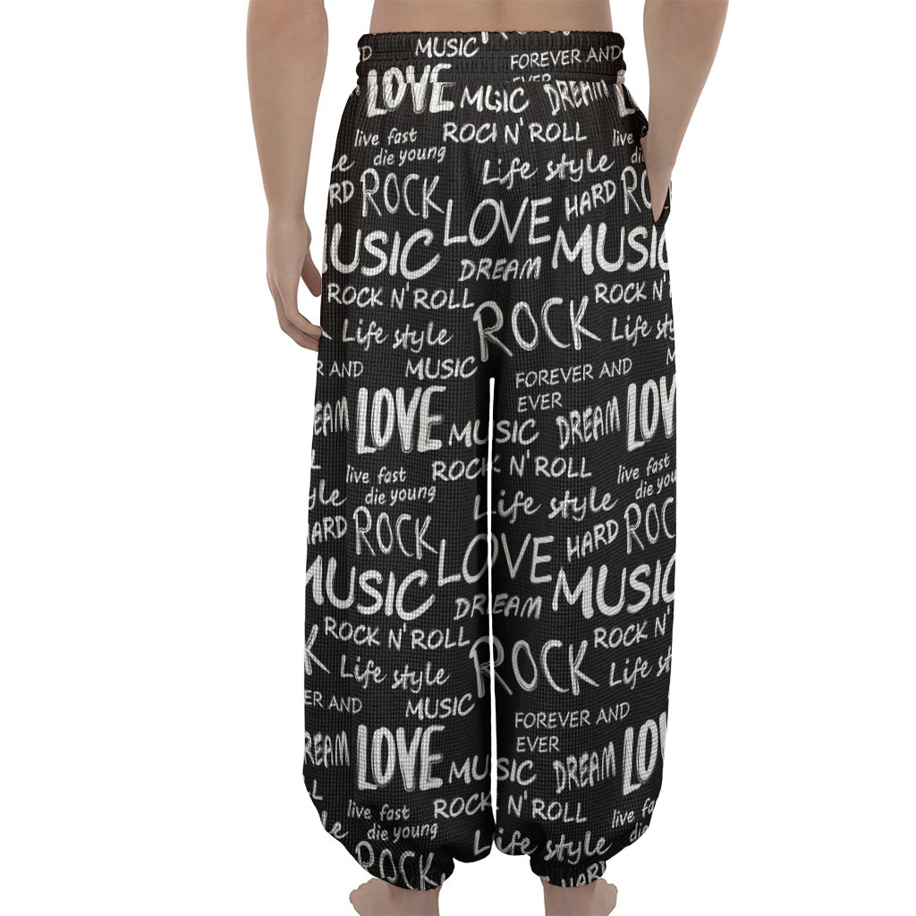 Black And White Rock And Roll Print Lantern Pants