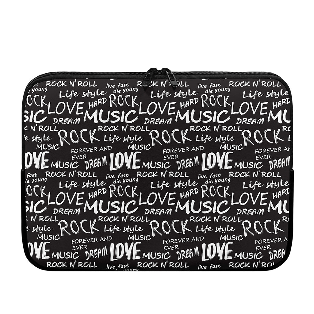 Black And White Rock And Roll Print Laptop Sleeve