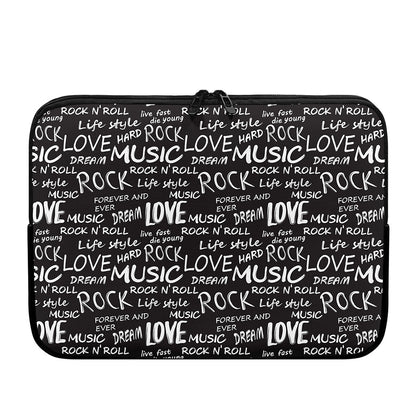 Black And White Rock And Roll Print Laptop Sleeve