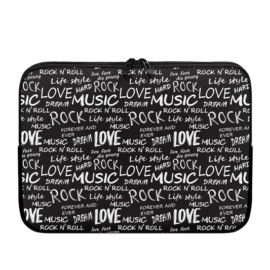 Black And White Rock And Roll Print Laptop Sleeve