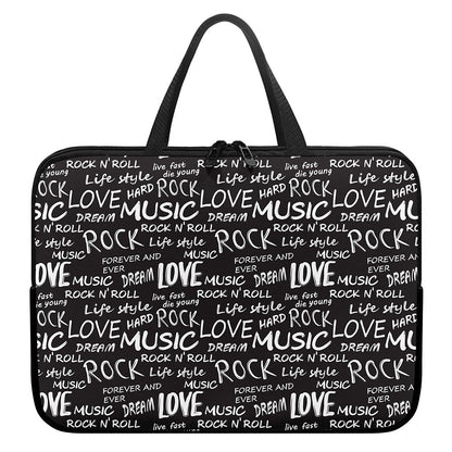 Black And White Rock And Roll Print Laptop Sleeve With Handle