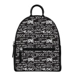 Black And White Rock And Roll Print Leather Backpack