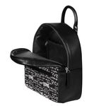 Black And White Rock And Roll Print Leather Backpack