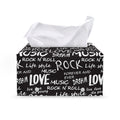 Black And White Rock And Roll Print Leather Tissue Box Cover