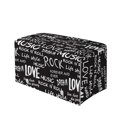 Black And White Rock And Roll Print Leather Tissue Box Cover