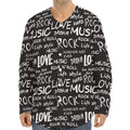 Black And White Rock And Roll Print Long Sleeve Baseball Jersey