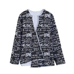 Black And White Rock And Roll Print Long Sleeve Short Coat