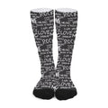 Black And White Rock And Roll Print Long Socks