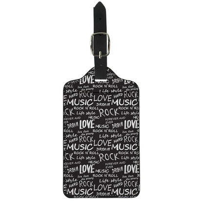 Black And White Rock And Roll Print Luggage Tag