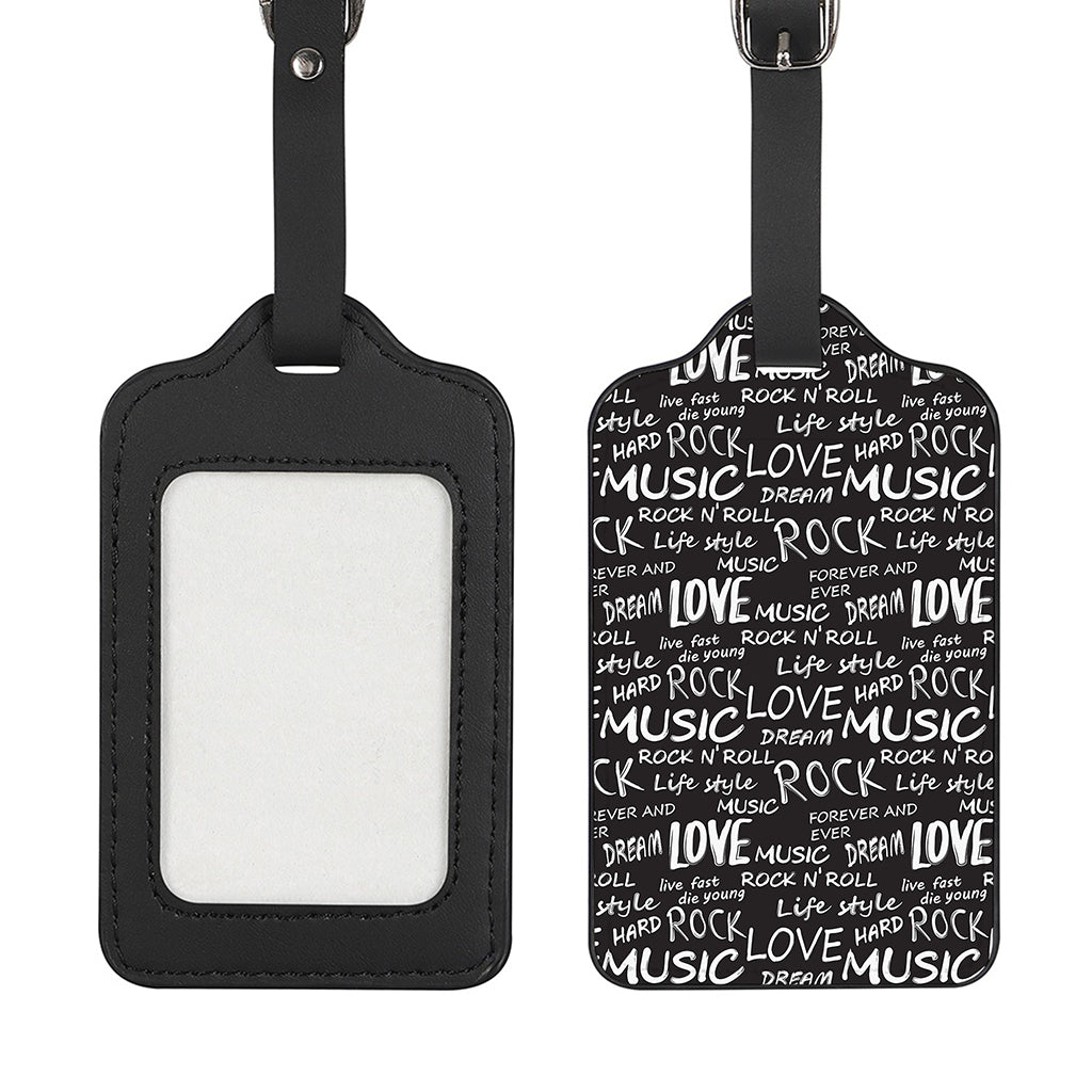 Black And White Rock And Roll Print Luggage Tag