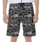 Black And White Rock And Roll Print Men's Beach Shorts