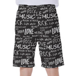Black And White Rock And Roll Print Men's Beach Shorts