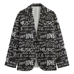Black And White Rock And Roll Print Men's Blazer