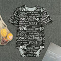 Black And White Rock And Roll Print Men's Bodysuit