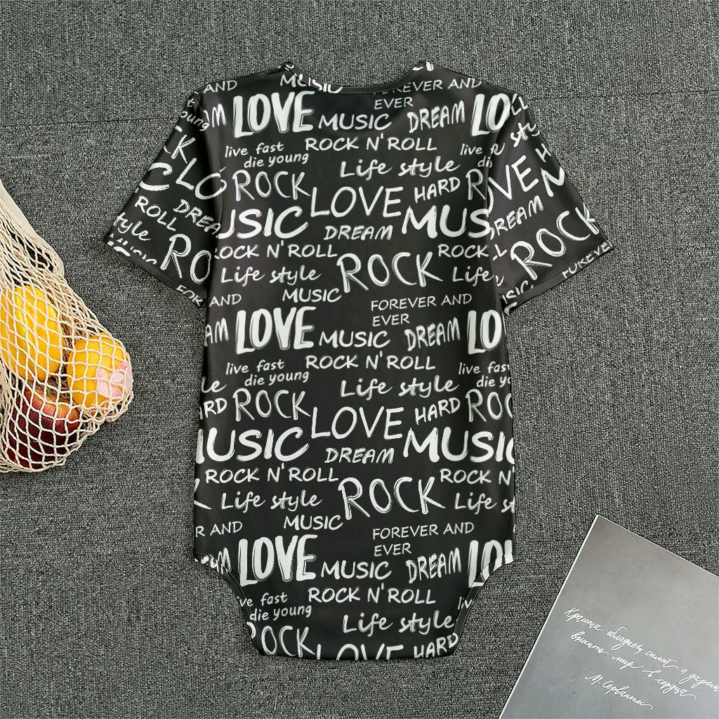 Black And White Rock And Roll Print Men's Bodysuit