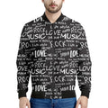 Black And White Rock And Roll Print Men's Bomber Jacket