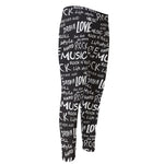 Black And White Rock And Roll Print Men's Compression Pants