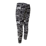Black And White Rock And Roll Print Men's Compression Pants