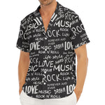 Black And White Rock And Roll Print Men's Deep V-Neck Shirt