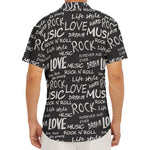Black And White Rock And Roll Print Men's Deep V-Neck Shirt