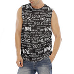 Black And White Rock And Roll Print Men's Fitness Tank Top