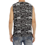 Black And White Rock And Roll Print Men's Fitness Tank Top