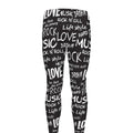 Black And White Rock And Roll Print Men's Leggings