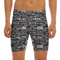 Black And White Rock And Roll Print Men's Long Boxer Briefs