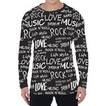 Black And White Rock And Roll Print Men's Long Sleeve T-Shirt
