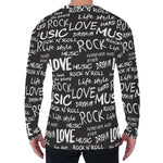 Black And White Rock And Roll Print Men's Long Sleeve T-Shirt