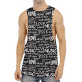 Black And White Rock And Roll Print Men's Muscle Tank Top