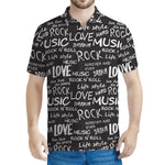 Black And White Rock And Roll Print Men's Polo Shirt