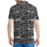Black And White Rock And Roll Print Men's Polo Shirt