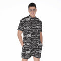 Black And White Rock And Roll Print Men's Romper