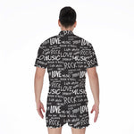 Black And White Rock And Roll Print Men's Rompers