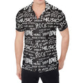 Black And White Rock And Roll Print Men's Shirt