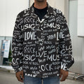 Black And White Rock And Roll Print Men's Shirt Jacket