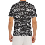 Black And White Rock And Roll Print Men's Short Sleeve Rash Guard
