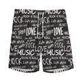 Black And White Rock And Roll Print Men's Athletic Shorts