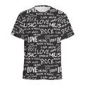 Black And White Rock And Roll Print Men's Athletic T-Shirt