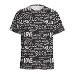 Black And White Rock And Roll Print Men's Sports T-Shirt