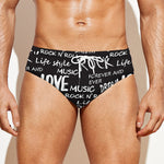 Black And White Rock And Roll Print Men's Swim Briefs