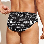 Black And White Rock And Roll Print Men's Swim Briefs